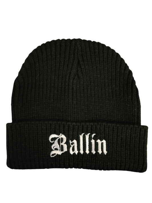 Ballin Classic Black Knit Beanie Hat Unisex