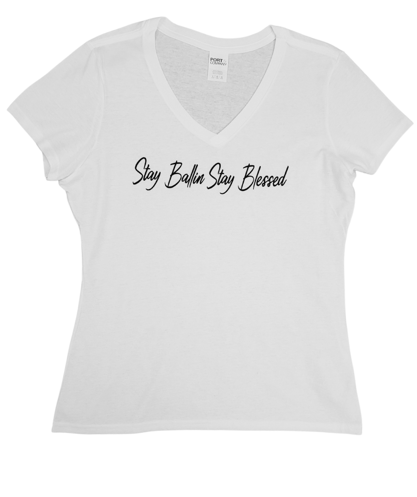 Stay Ballin Stay Blessed Women's V-Neck Short Sleeve T-Shirt