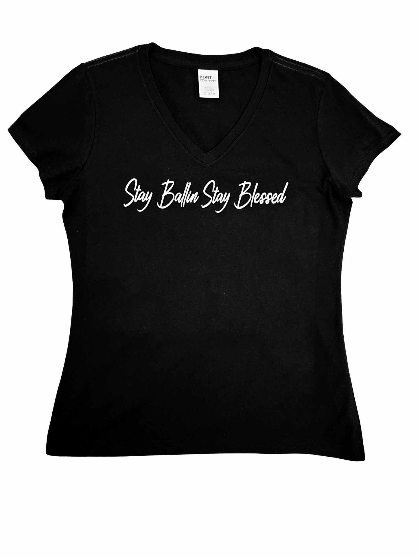 Stay Ballin Stay Blessed Women's V-Neck Short Sleeve T-Shirt